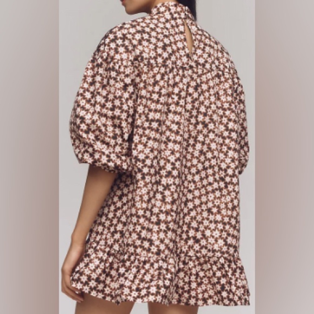 NWT Anthropologie Long-Sleeve Mock Neck Swing Mini Dress - Picture 8 of 8